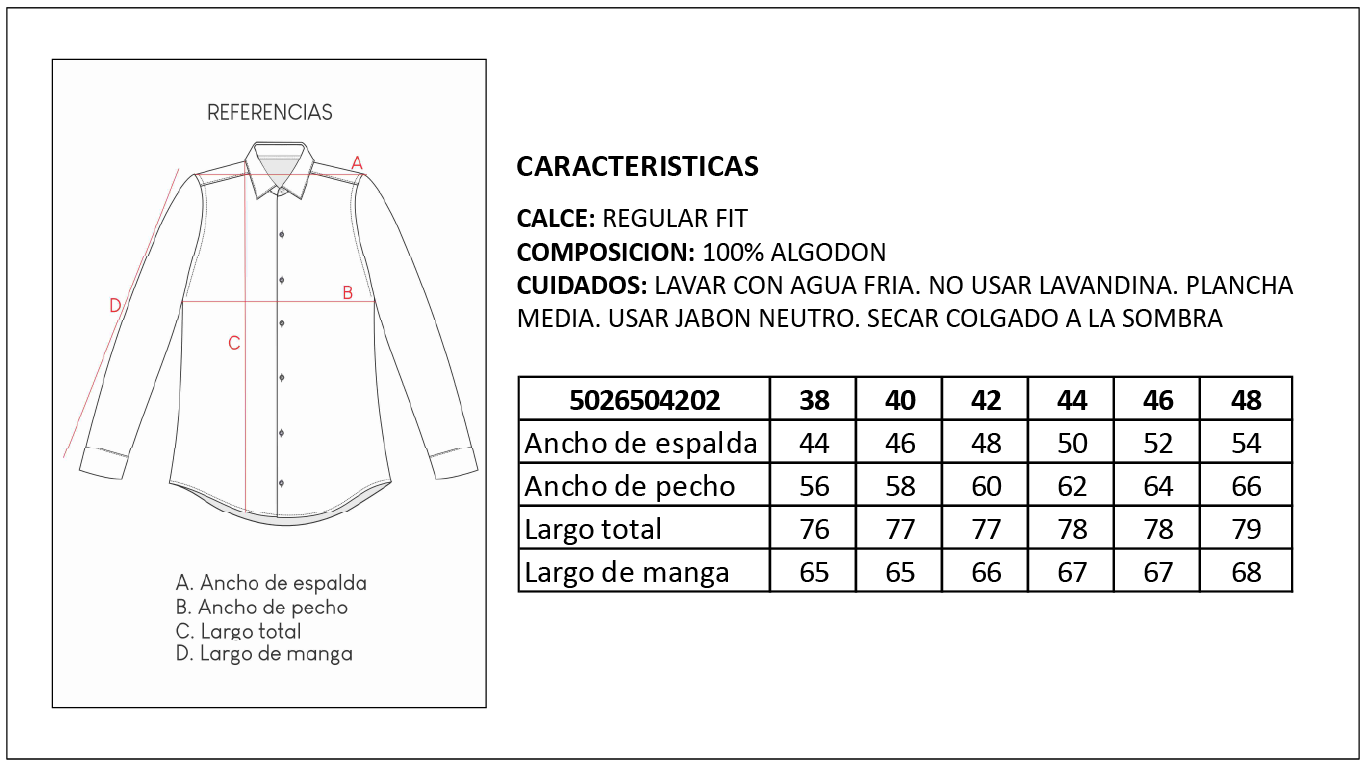 Tabla de Medidas Camisas Britches